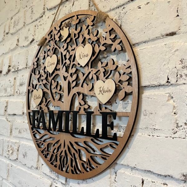 Arbre de vie ❝ FAMILLE ❞ en bois personnalisable – Image 2