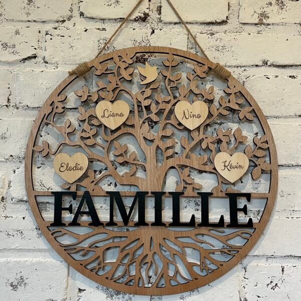 Arbre de vie ❝ FAMILLE ❞ en bois personnalisable