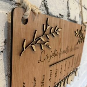 Calendrier anniversaires en bois à personnaliser – Thème nature
