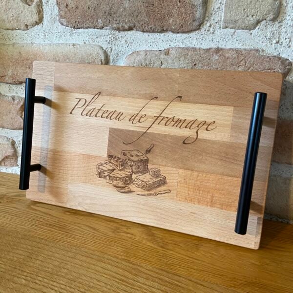 Plateau de fromage en bois avec poignées – Image 2