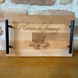Plateau de fromage en bois avec poignées