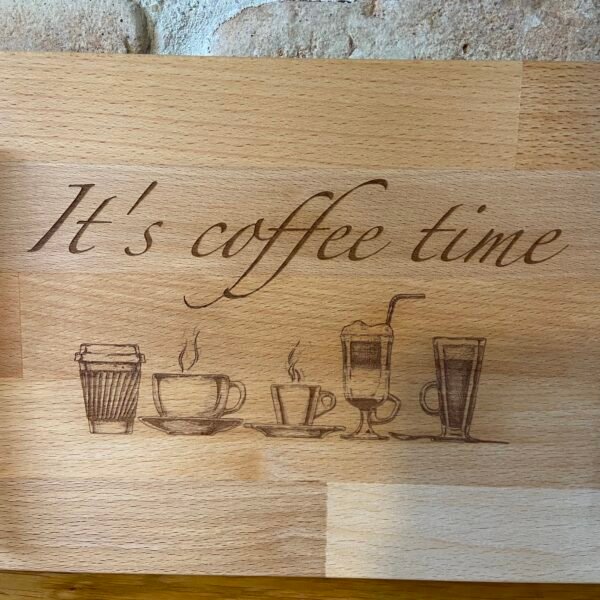 Plateau de café en bois avec poignées – Image 3