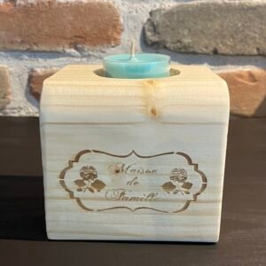 Bougeoir en bois 1 bougie – ❝ Maison de famille ❞
