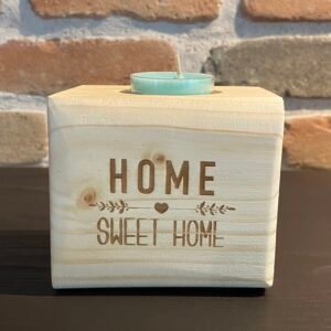 Bougeoir en bois 1 bougie – ❝ Home sweet home ❞