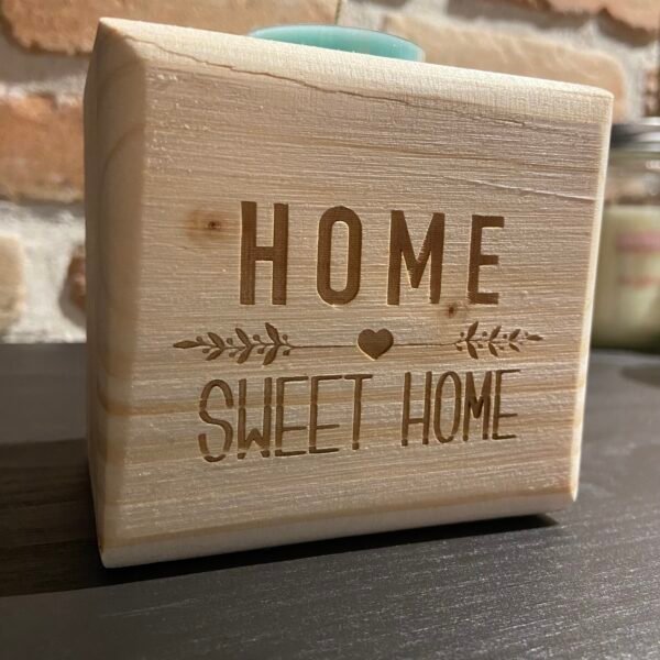 Bougeoir en bois 1 bougie - ❝ Home sweet home ❞ – Image 3