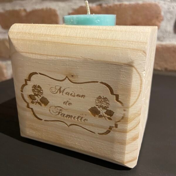 Bougeoir en bois 1 bougie - ❝ Maison de famille ❞ – Image 3
