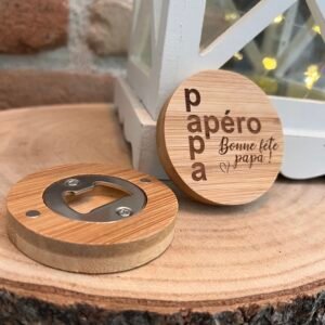 Décapsuleur en bois personnalisé fête des pères – Papa apéro