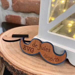 Badge EVG en bois – Personnalisé prénom + date