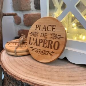 Sous-verres en bois gravé – Cadeau fête des pères