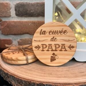 Sous-verres en bois gravé – Cadeau fête des pères