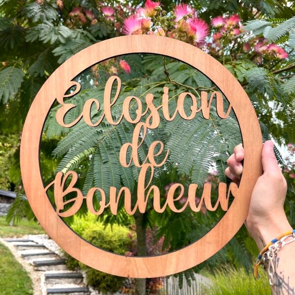 Couronne en bois personnalisable à décorer - Prénom, entreprise, citation