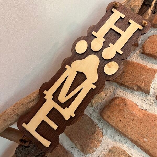 Pancarte murale en bois ❝ HOME ❞ avec patte – Décoration pour amoureux des animaux – Image 3