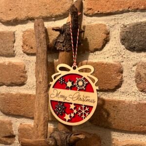Boule de Noël en bois personnalisable – Motif étoiles