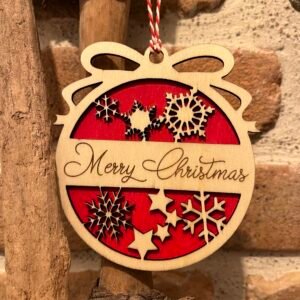 Boule de Noël en bois personnalisable – Motif étoiles