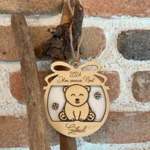 Boule de Noël personnalisée Mon premier Noël – Renard et Ourson