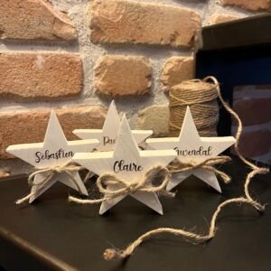 Marque-place étoile en bois personnalisable – Noël et Nouvel An