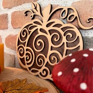 Décoration automne – Citrouille en bois – 19 cm x 20 cm